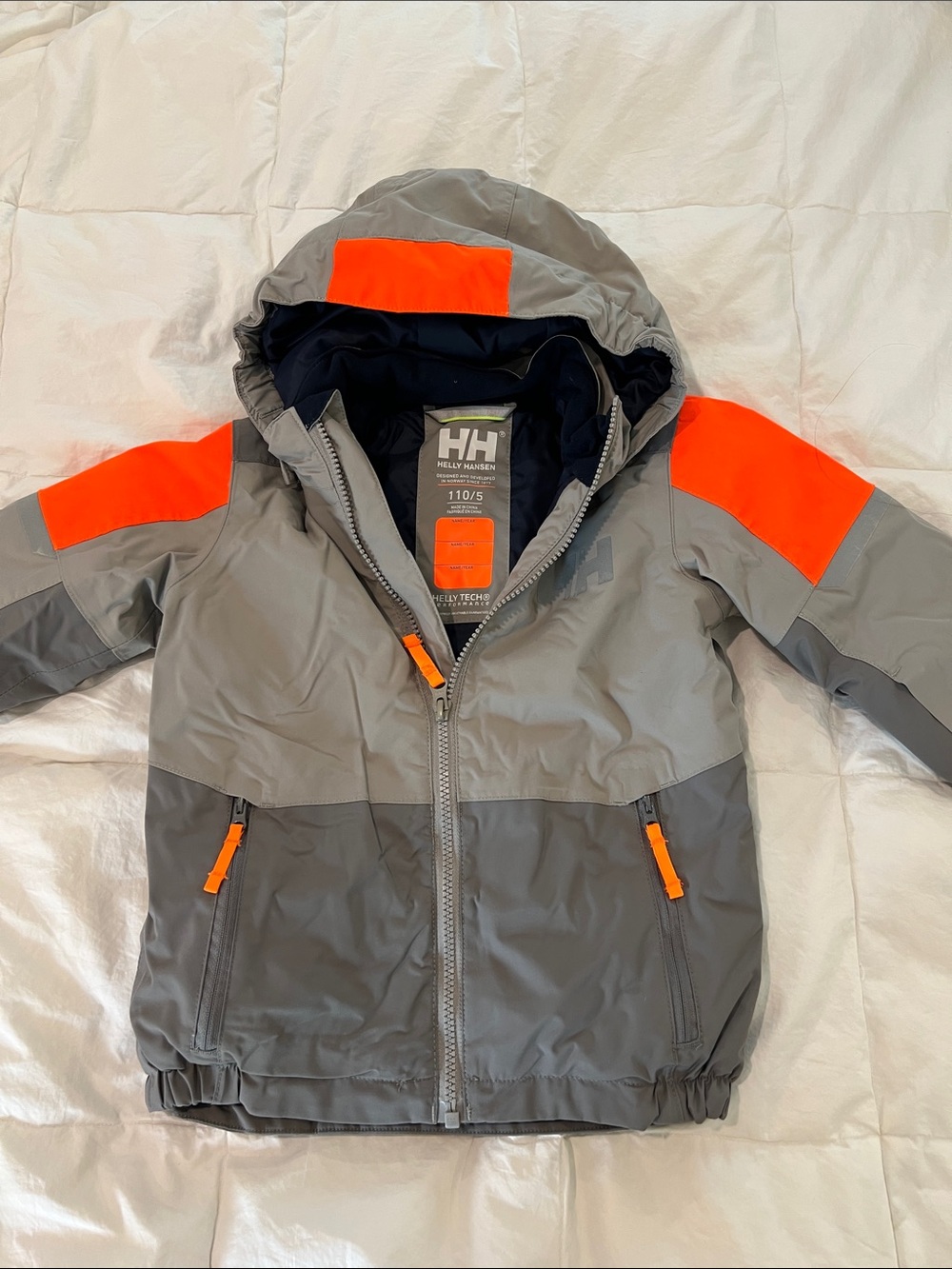 Helly Hansen Gray Jacket with Bright Orange Accents for Kids